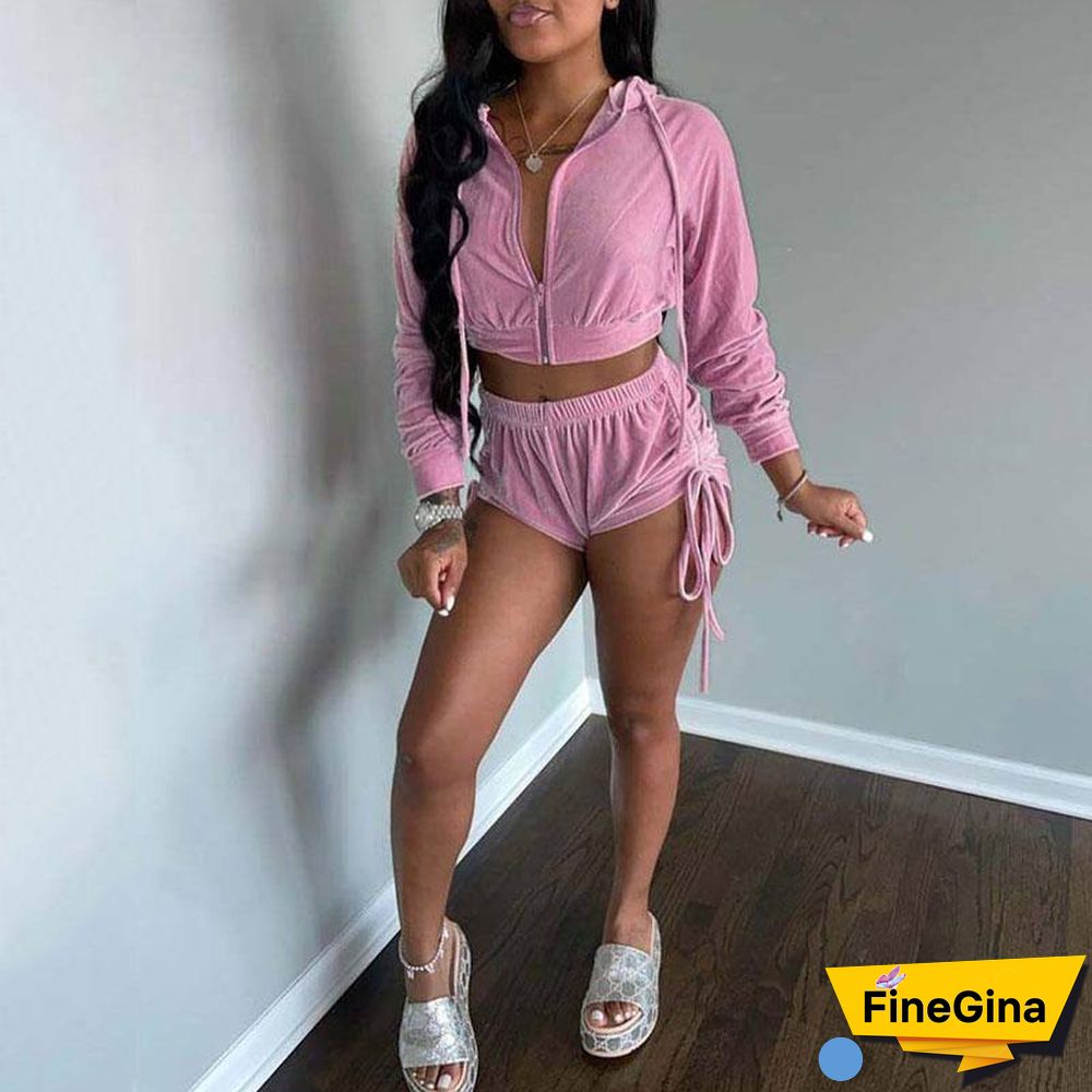 Autumn Sexy Club Outfits Velvet Tracksuit Women Velour Tracksuit 2 Piece Set Women Velvet Set Two Piece Short Set For Women
