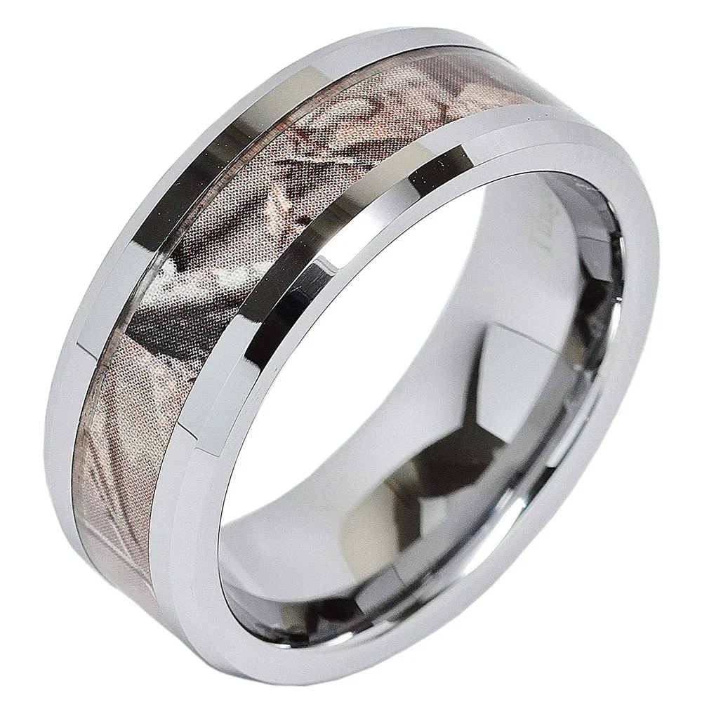 Men Women Carbide Tungsten Matching Ring Real Oak Camouflage Couple Wedding Band Mens Womens Jewelry Rings for Couple For 4MM 6MM 8MM 10MM