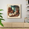 Desk And Books-11CT Stamped Cross Stitch 45*45cm/17.72*17.72in