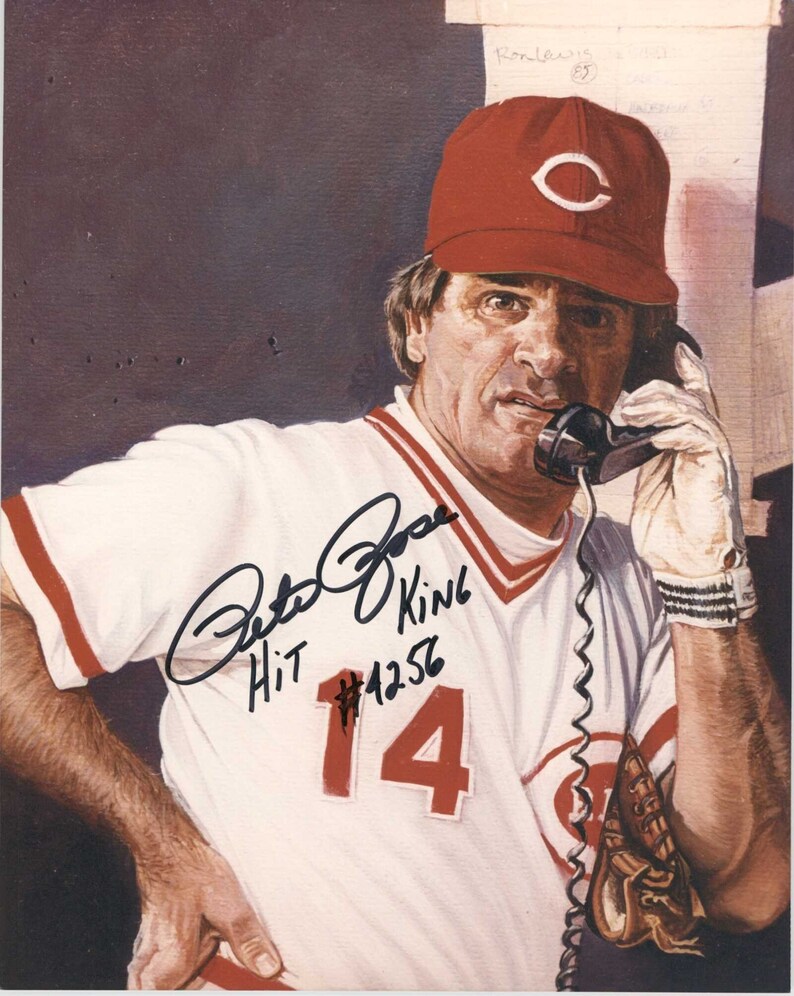 Pete Rose Signed Autographed Hit King 4256