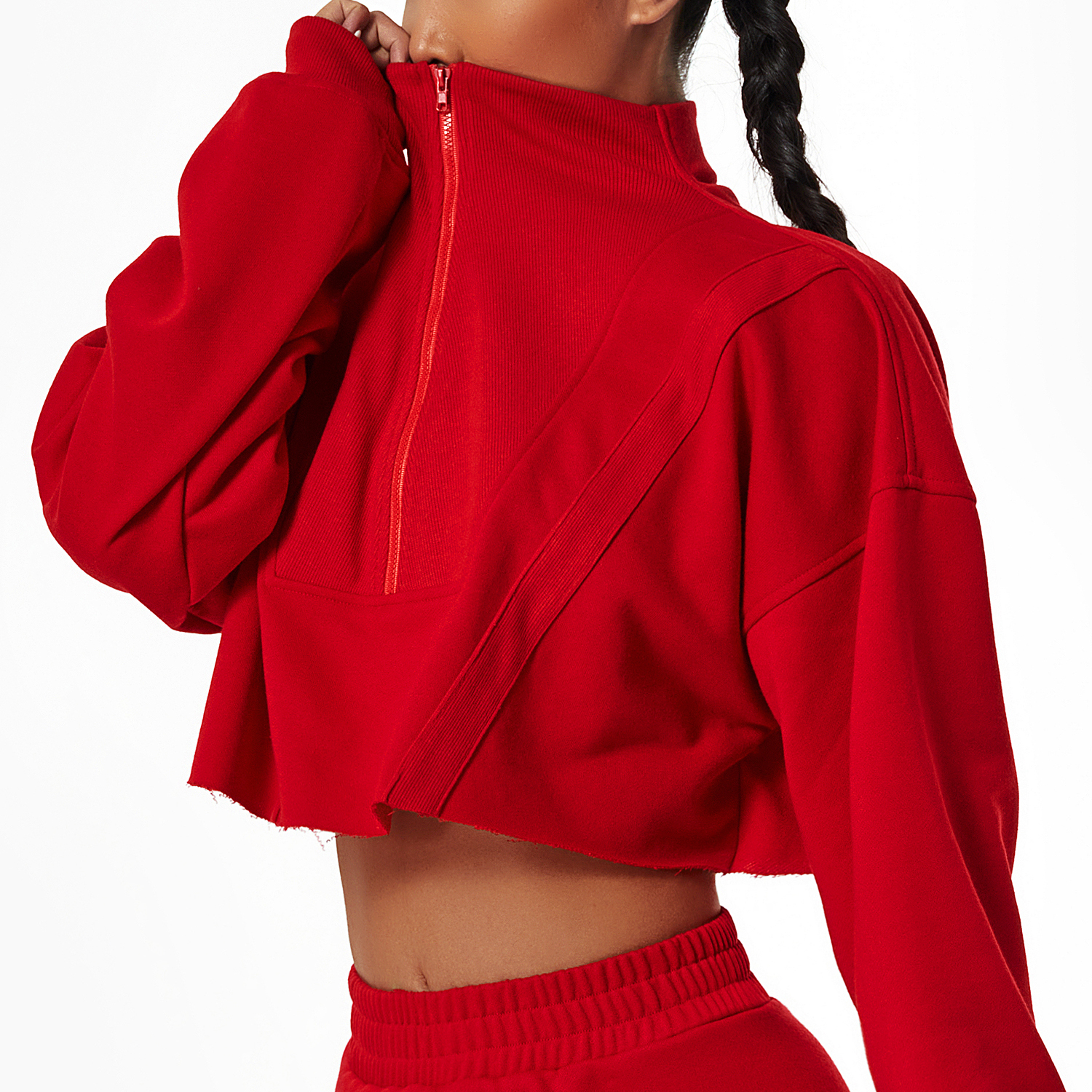 Women Half Zip Stand Collar Loose Casual Gym Sports Hoodies Sweatshirt