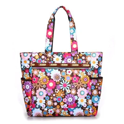 Floral Shopping Bag Waterproof Nylon Large Capacity Handbag Lightweight Rural style Leisure or Travel Bag for Women 2018 Fashion
