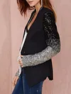 Sequinned Gradient V-Neck Long Sleeves Casual Jacket