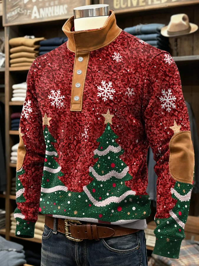 Men's Retro Christmas Print Sweatshirt 
