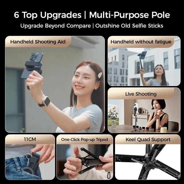 4-in-1 Multifunctional 360&deg; Rotation Magnetic Selfie Stick