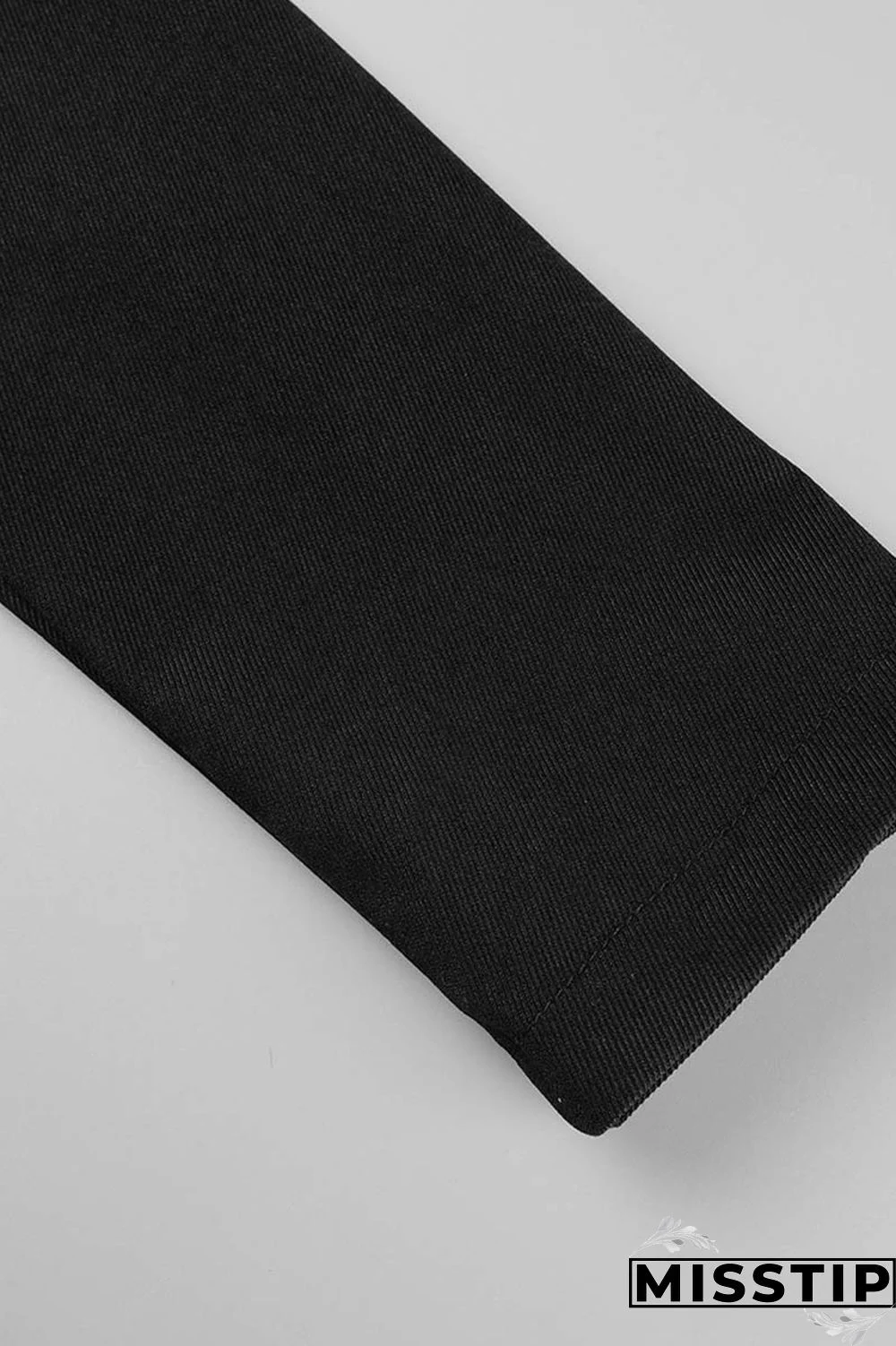 Black Casual Solid Patchwork Turn-back Collar Outerwear