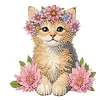 uk.everydayedeals DIY Diamond Painting Acrylic Bobble Head Decoration - Cat Pink Flower