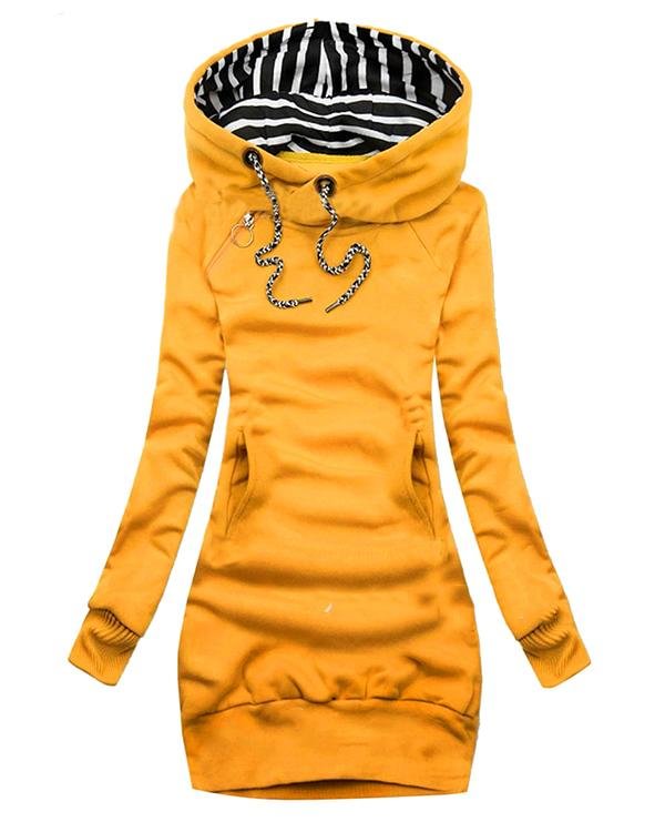 Women's Long Sleeve Cotton Slim Fit Midi Hoodie Dress