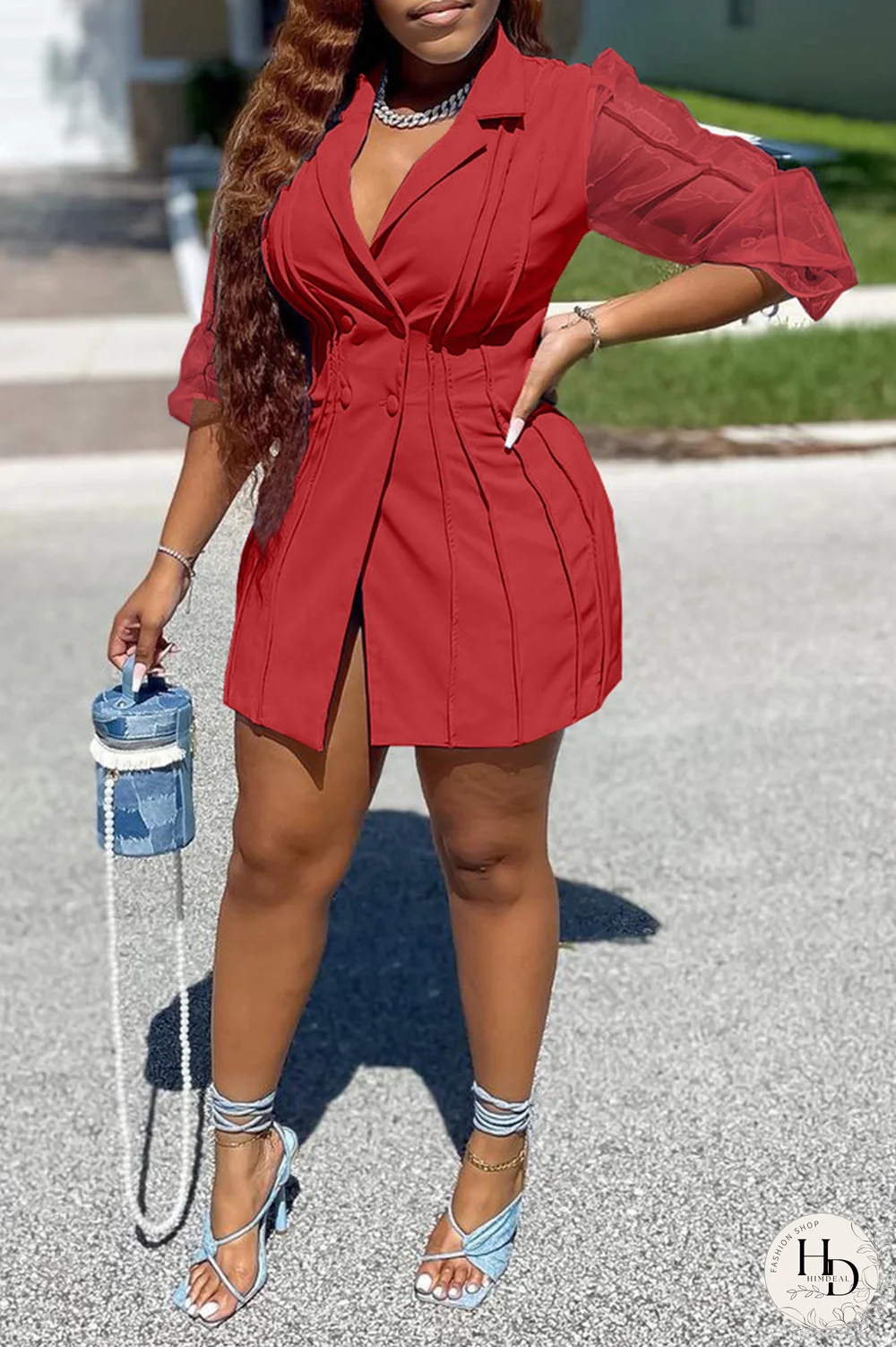 White Casual Solid Patchwork Turndown Collar Pencil Skirt Dresses