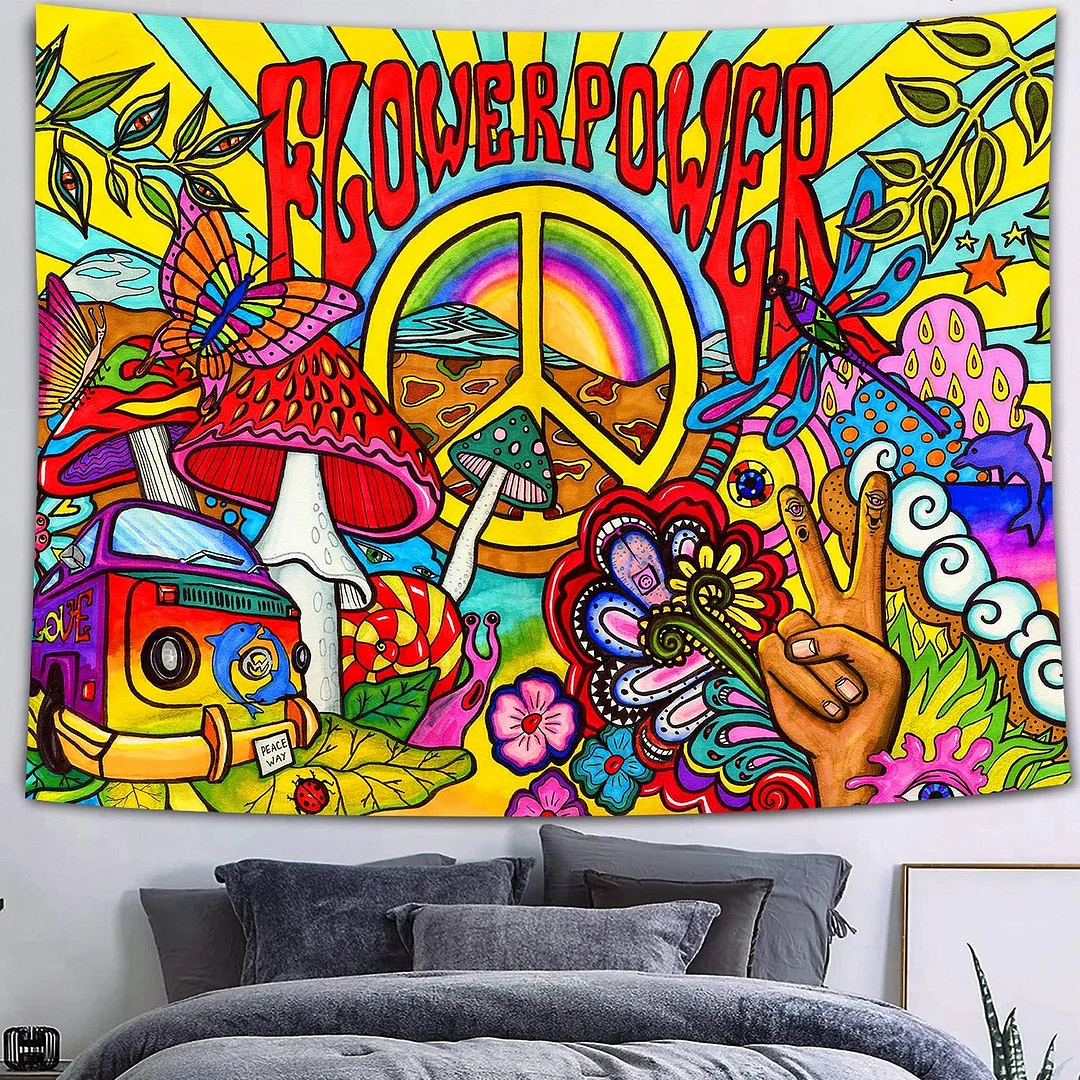 Psychedelic Wall Decor Indian Mandala Tapestry Hippie Dazzling Landscape Wall Hanging Blanket Bohemia Abstract Trippy Bedspread