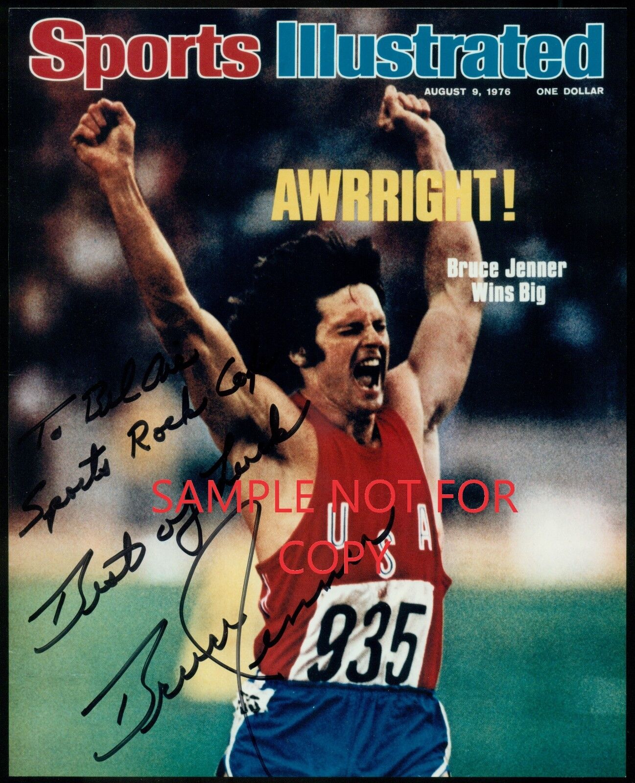 BRUCE JENNER Autograph on August 9 1976 Sports Illustrated Olympics 8x10 Photo Poster painting