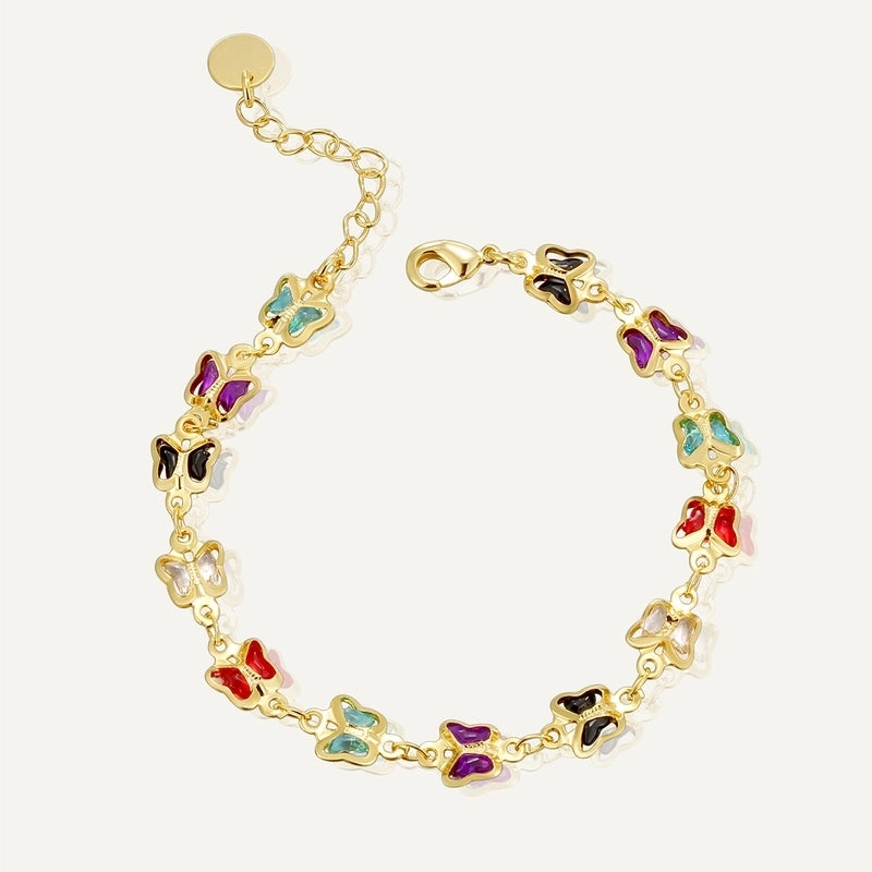 Copper-Plated Gold Color Mix And Match Fashion Square Butterfly Cute Bracelet