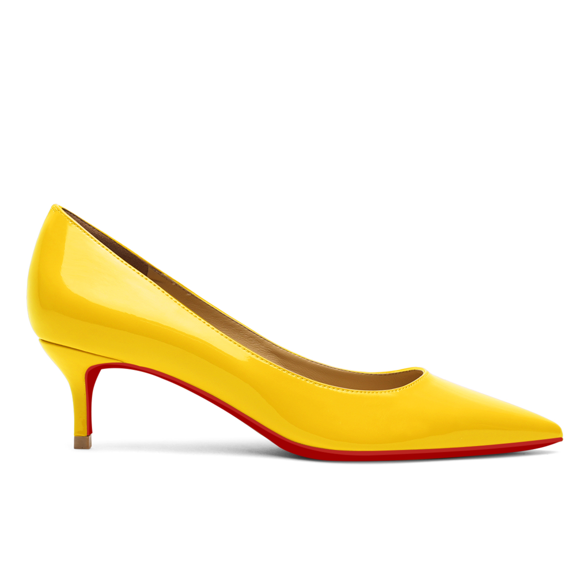 50mm Women's Low Heel Kittens Pointed Toe Red Bottom Casual Slip On Pumps-MERUMOTE