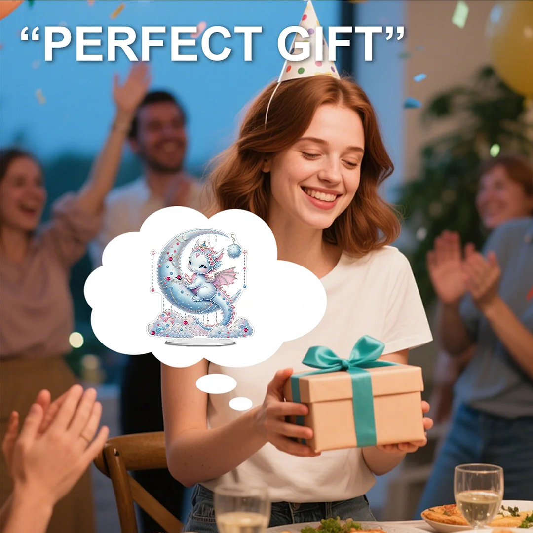 2D Flat DIY 5D DIY Diamond Art Tabletop Ornament Kit for Home Decor (Dinosaur)