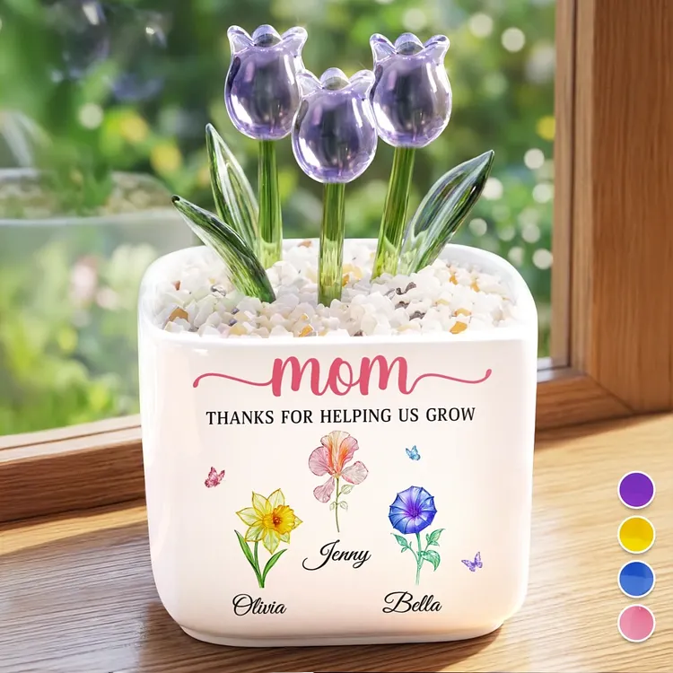 Custom Glass Everlasting Tulips - Personalized Mother's Day Gifts For Mom, Grandma - Forever Growing With Your Love