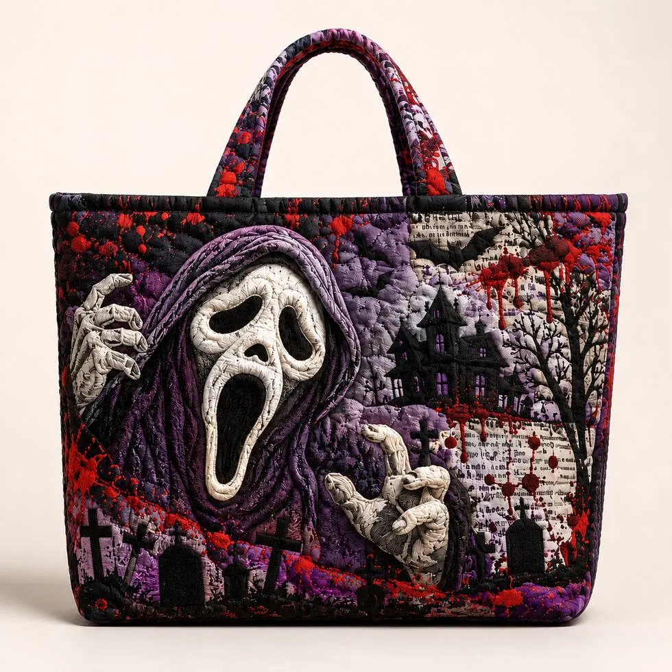 Ghostface style custom printed printed tote