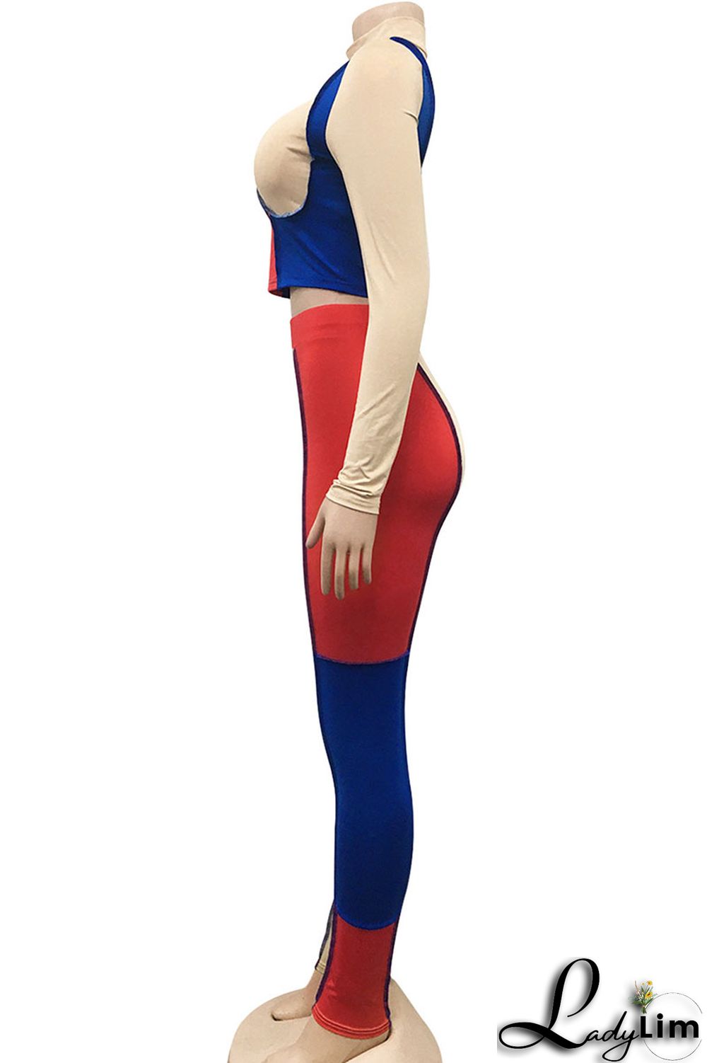 Apricot Sexy Solid Split Joint Mandarin Collar Long Sleeve Two Pieces