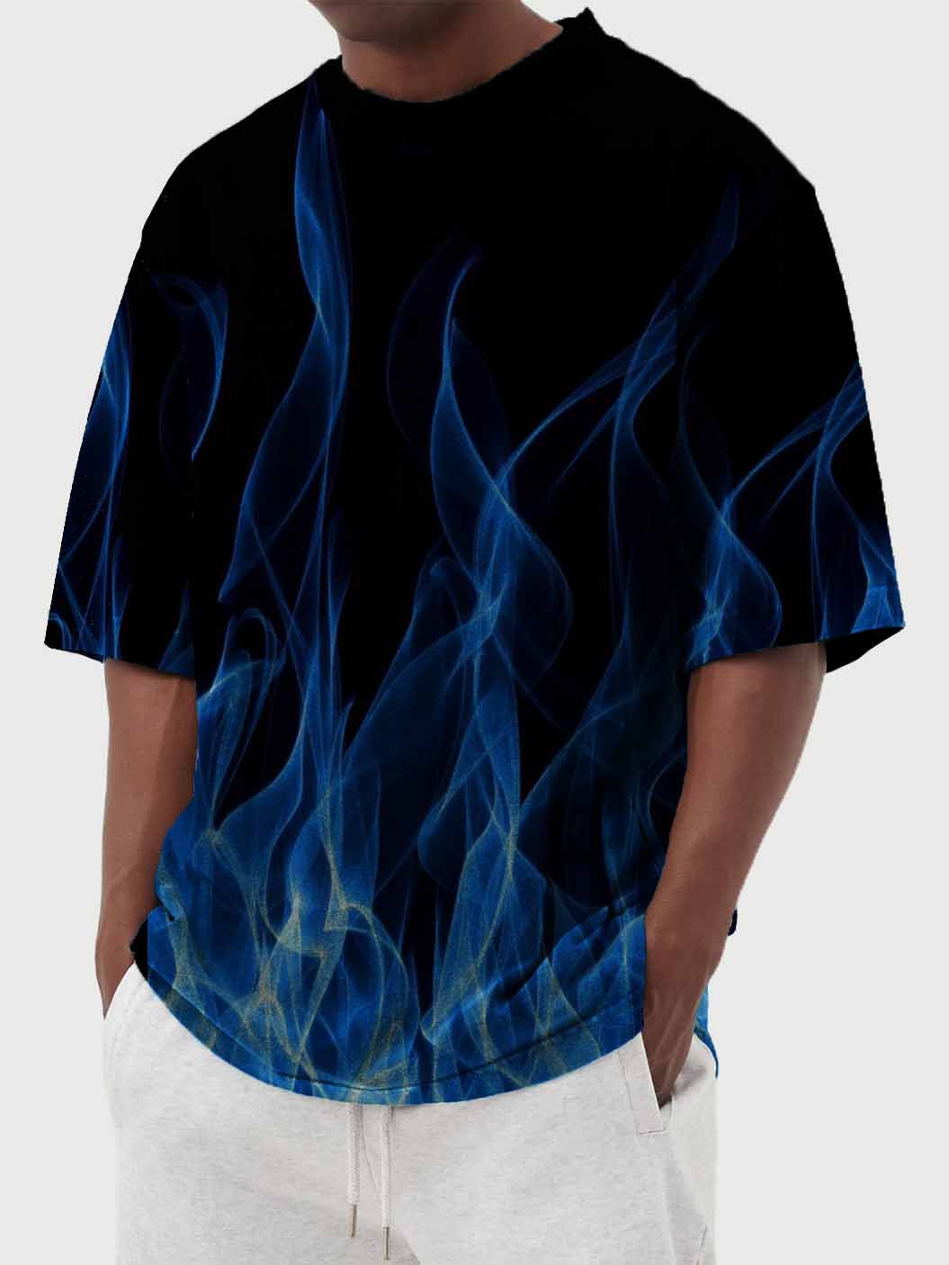 Men's Fashion Flame Print Short Sleeve T-Shirt