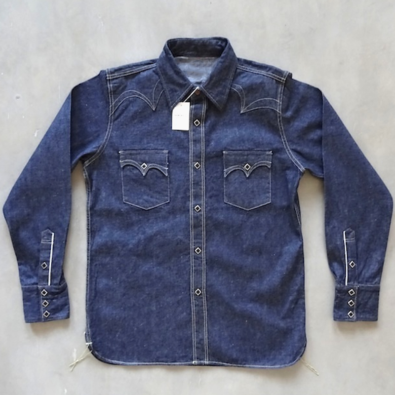 10oz Striped Indigo Dyed Denim Western Shirt