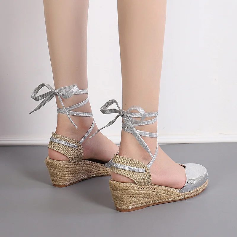 Wongn Wongn Shoes Female Heel Thick Tou Drag Spring And Autumn Pedal With High Heel Hollow Grass Woven
