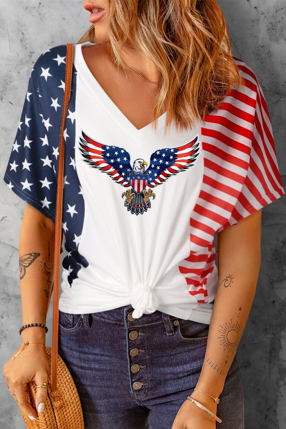American Flag Eagle Short Sleeve Patriotic Top