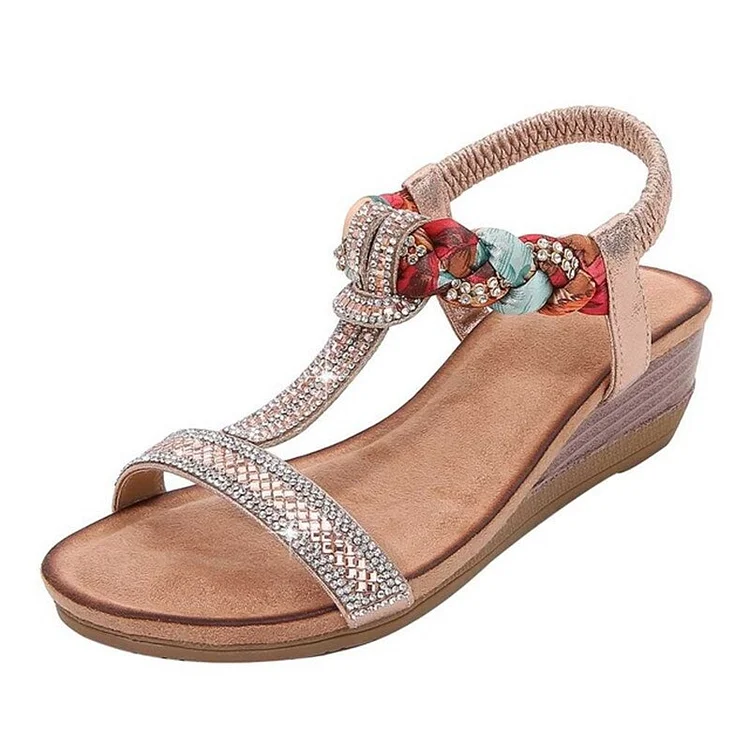 Summer Sandals for Women  with High Heels Wedges Heels Silver Shoes Radinnoo.com