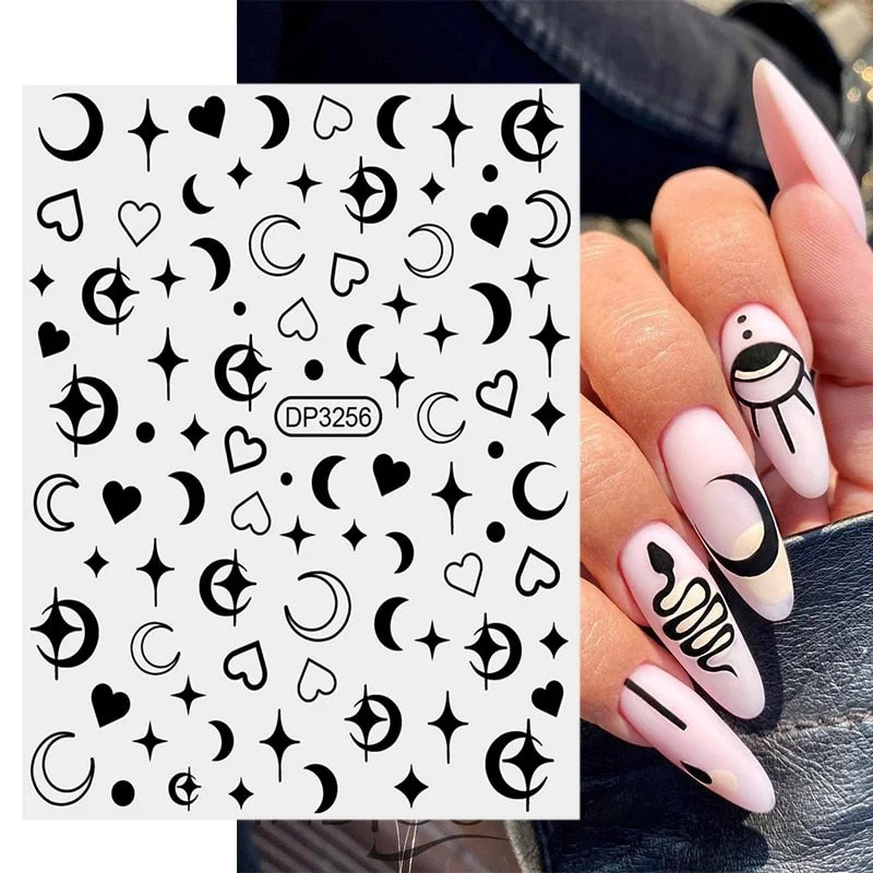3D Halloween Christmas Nail Design 2021 Sticker For Nail Art Anime Skull Bone Snake Snowflake Winter Decals Manicure Nail Decor