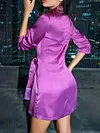 Fashion Half Sleeves Deep V-Neck Tasseled Asymmetric Mini Dress