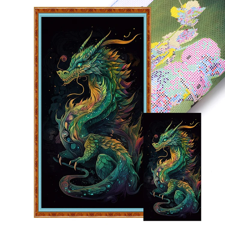 Green Dragon (40*70cm) 11CT Stamped Cross Stitch gbfke