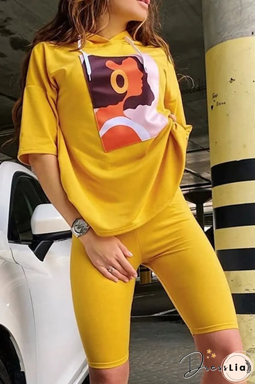 Cartoon Print Hoodie Two Pieces Sets