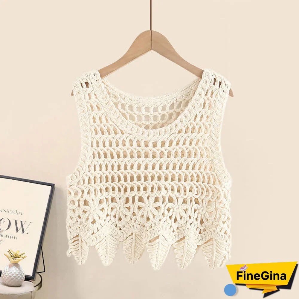 Hollow Out Crochet Crop Top Cami Top Cargo Pants