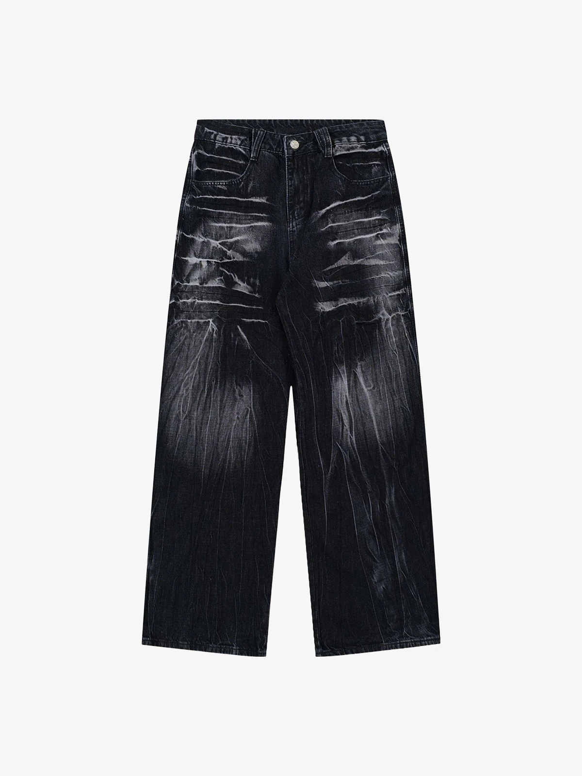 Black Actchic Heavy Washed Tie-Dye Jeans Front