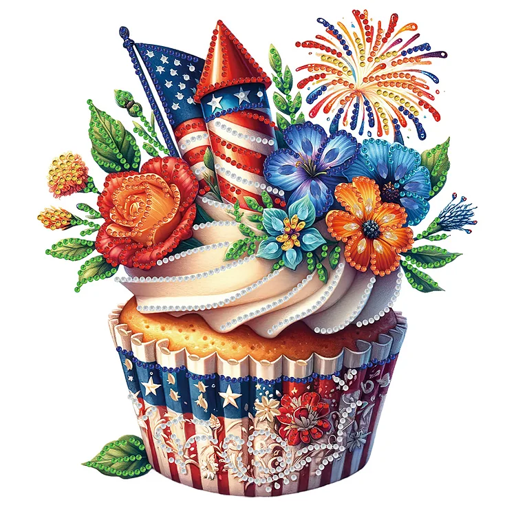 Independence Day Cake 30*30CM (Canvas) Special Shaped Drill Diamond Painting gbfke