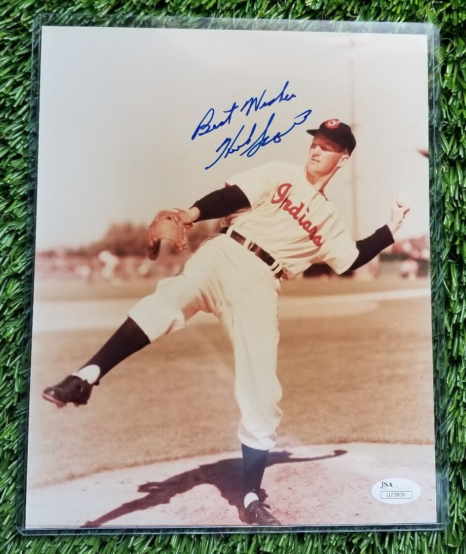 HERB SCORE CLEVELAND INDIANS SIGNED 8X10 Photo Poster painting AUTO JSA/COA 23806