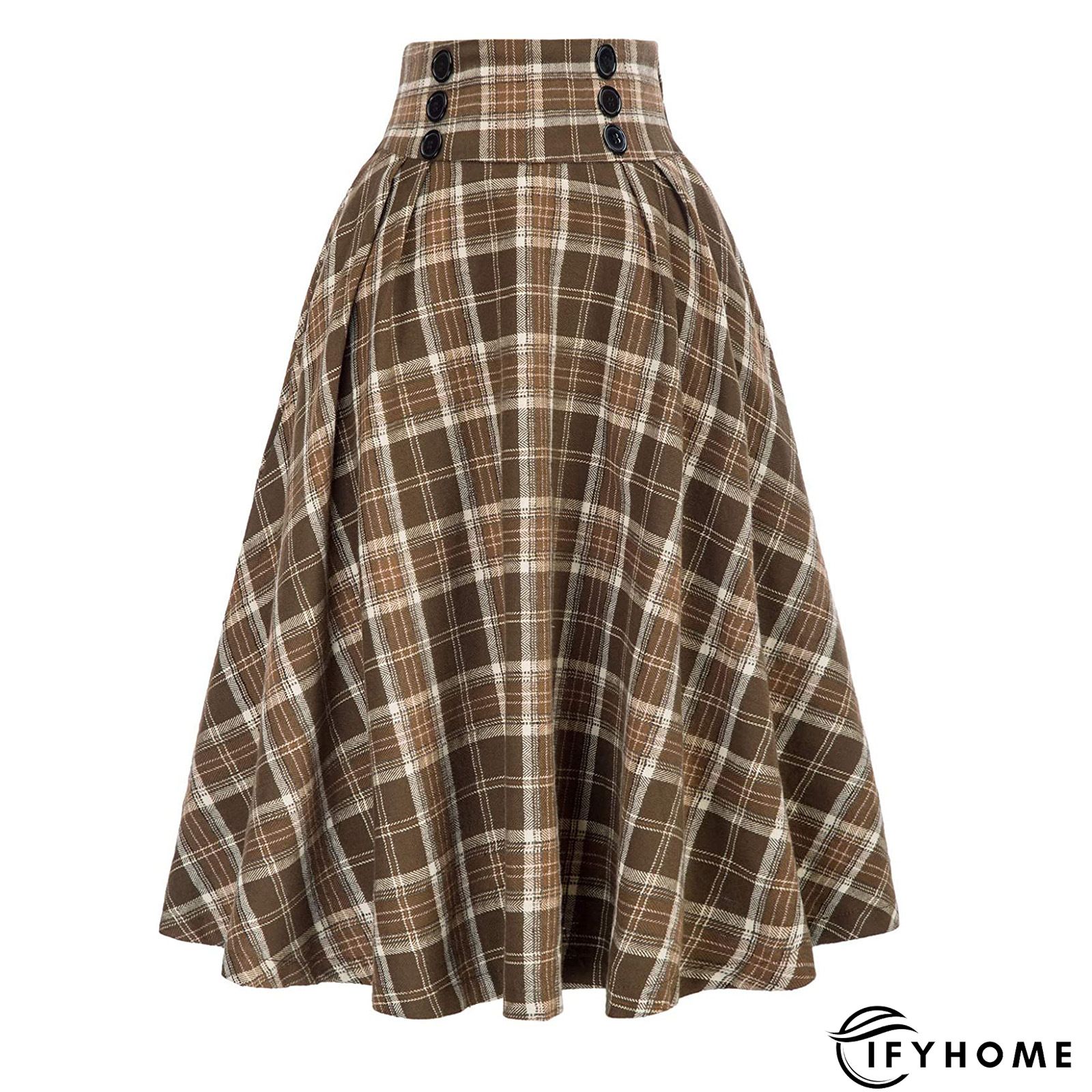 Plaid Printed Vintage Casual A-Line Skirt | IFYHOME
