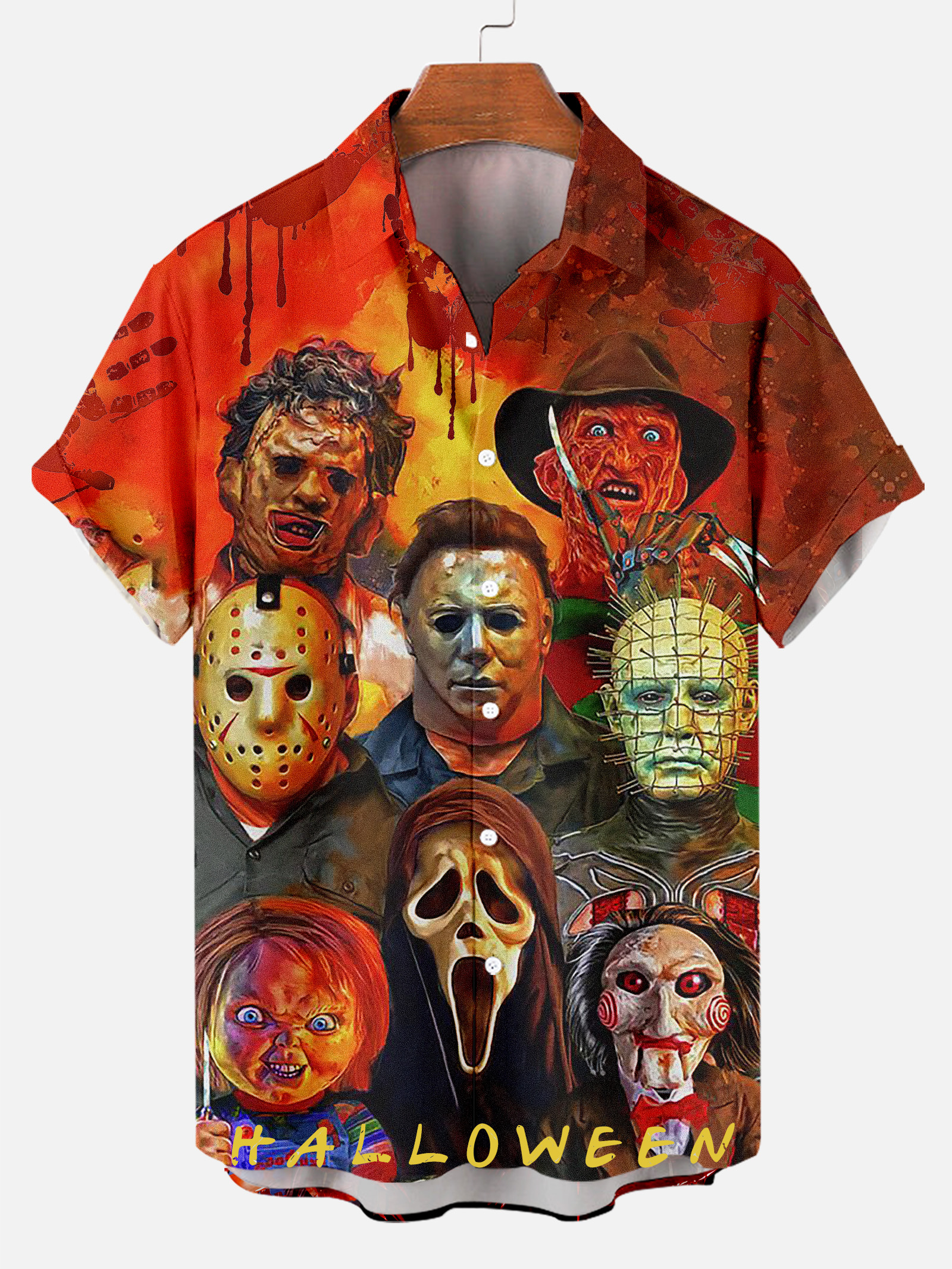 Men'S Thriller Character Movie Dracula Printed Shirt PLUSCLOTHESMAN