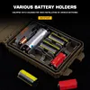 Modular Battery Storage Box Organizer for CR2032 AAA 18650 18350 CR123A (Khaki)