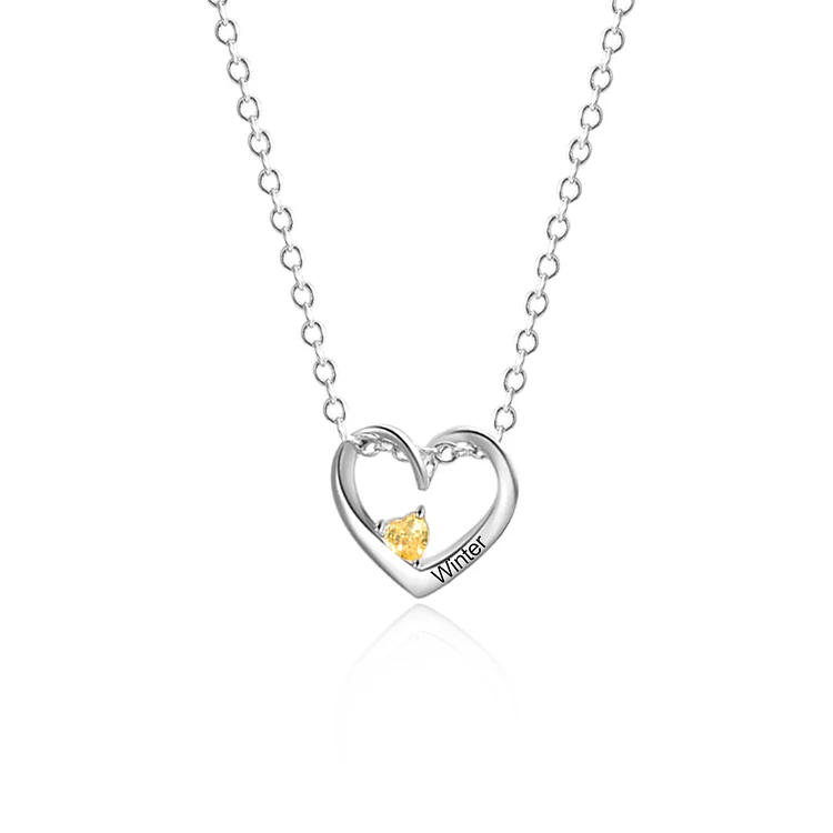 Personalisierter 1 Name Herzförmig Halskette mit 1 Geburtsstein