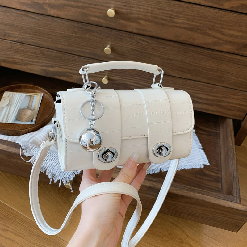 French Style Eel Pattern Handbag Trendy One-Shoulder Crossbody Bag Simple Artistic Small Square Bag