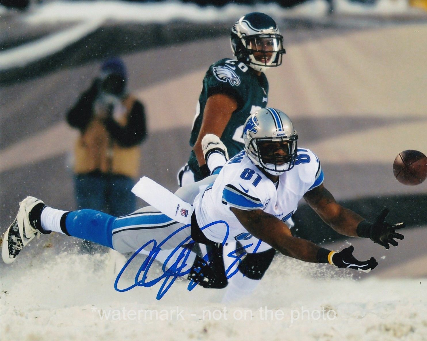 CALVIN JOHNSON SIGNED AUTOGRAPH 8X10 Photo Poster painting DETROIT LIONS