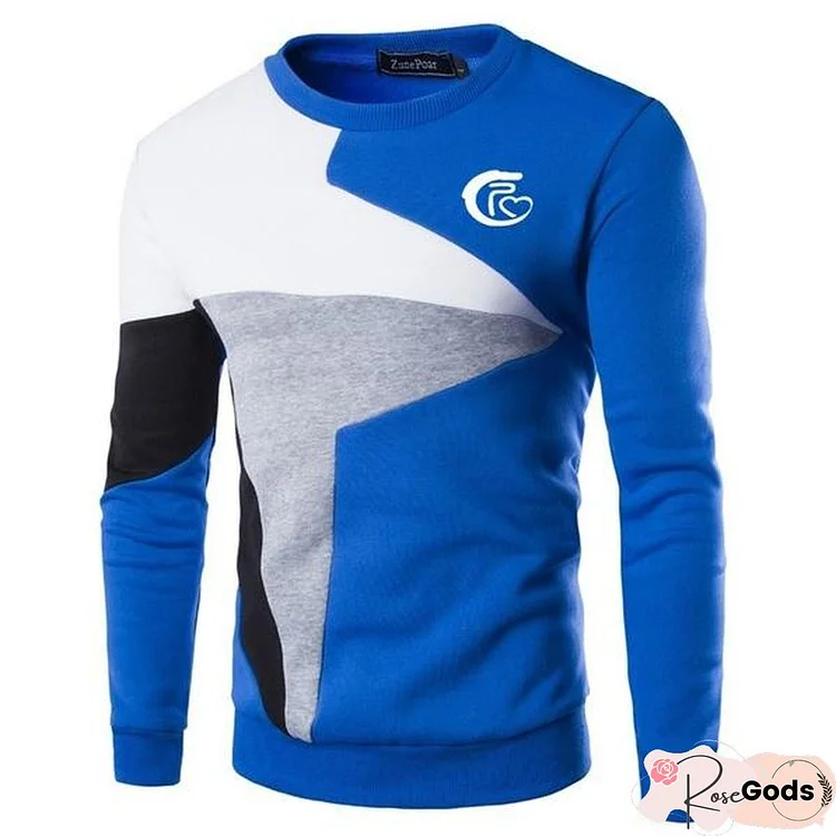 Men's Fashion Casual Stitching Long Sleeve Sweatshirt