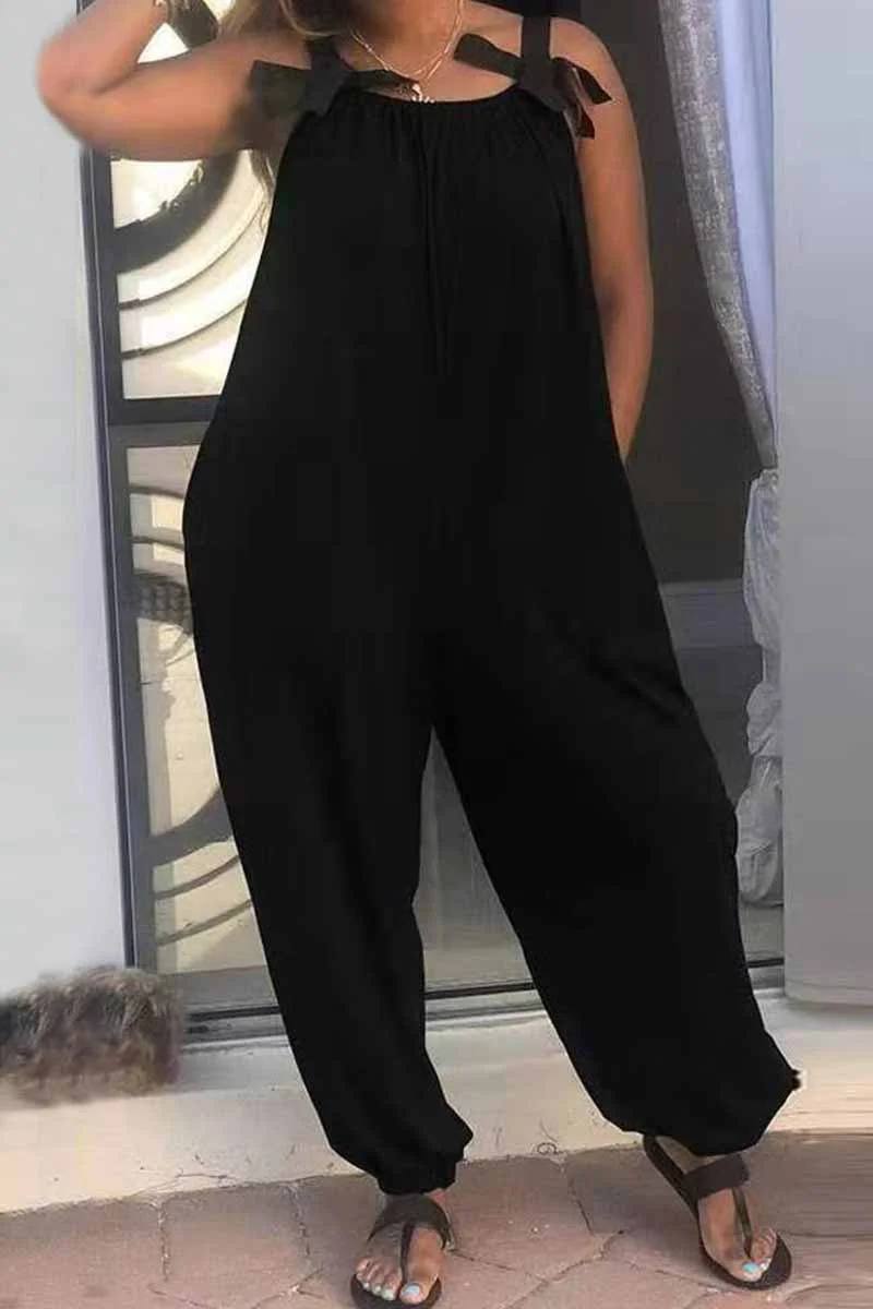 Casual Sleeveless Loose Solid Jumpsuits