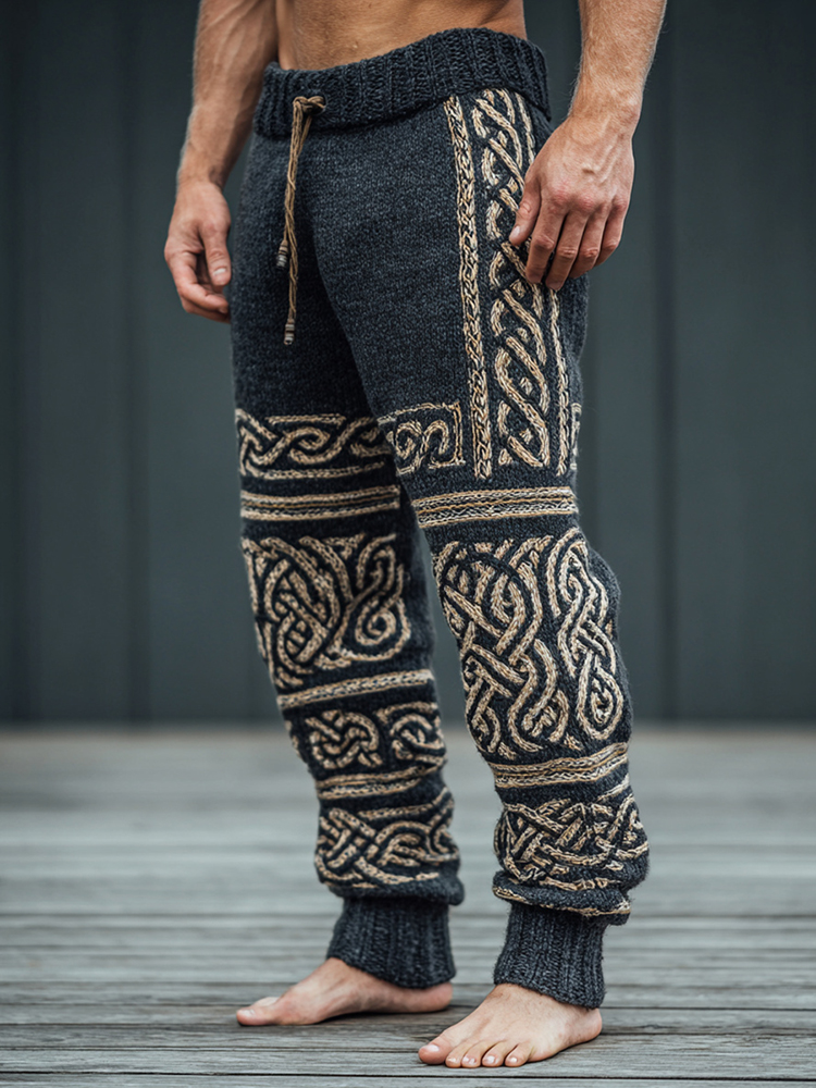 Comstylish Men's Viking Tribal Celtic Art Cozy Knit Pants