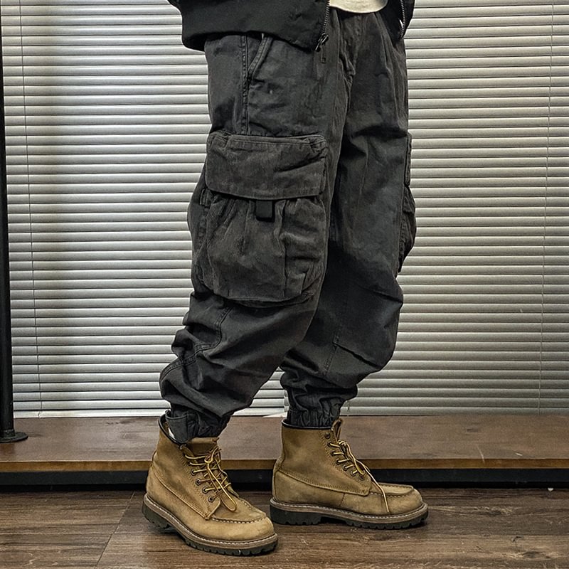 Vintage Corduroy Panelled Pocket Casual Pants