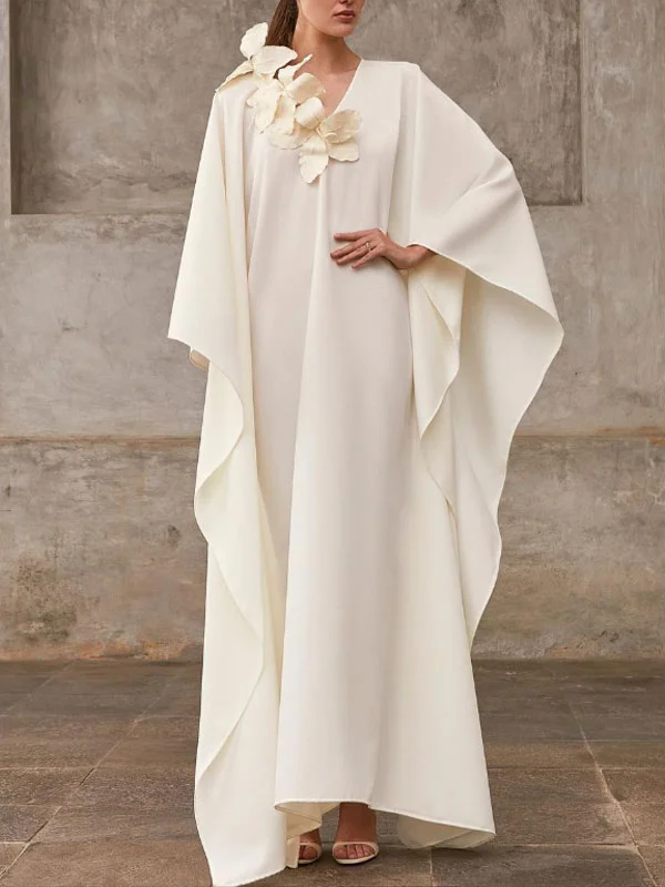 solid color applique chiffon elegant ladies robe