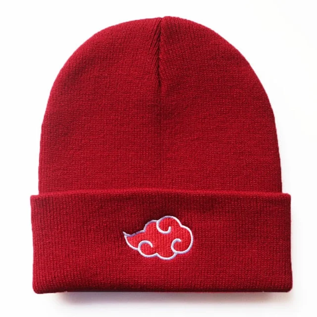 Anime Akatsuki Cosplay Red Cloud Embroidery Knitted Warm Hat BE619
