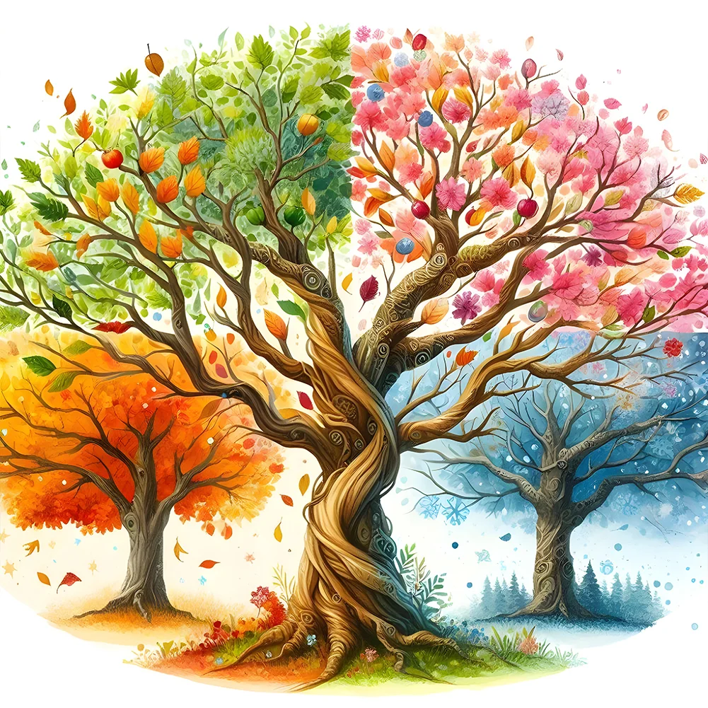 Diamond Painting - Full Round Drill - Four Seasons Tree(Canvas|40*40cm)
