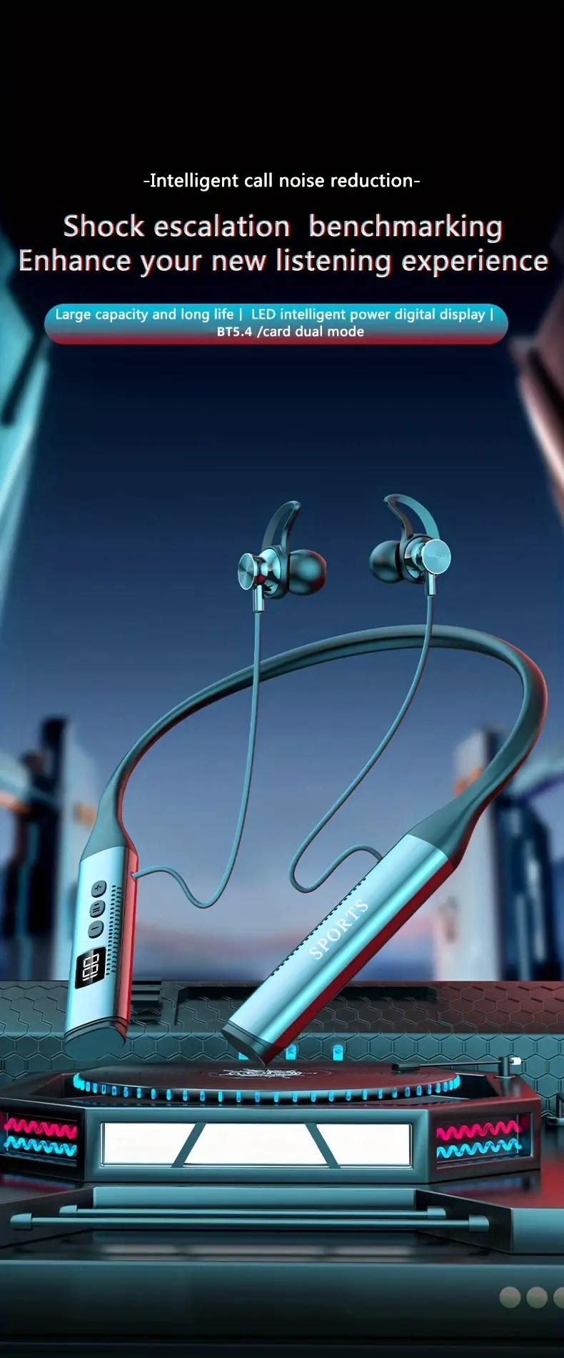 outdoor sports headphones new wireless earphones in 2025 hung on the neck neck hanging style suitable for exercise in ear type with ears the neck ring bent at will ultra long and large capacity battery suitable for running exercise calls music and games Product details 0