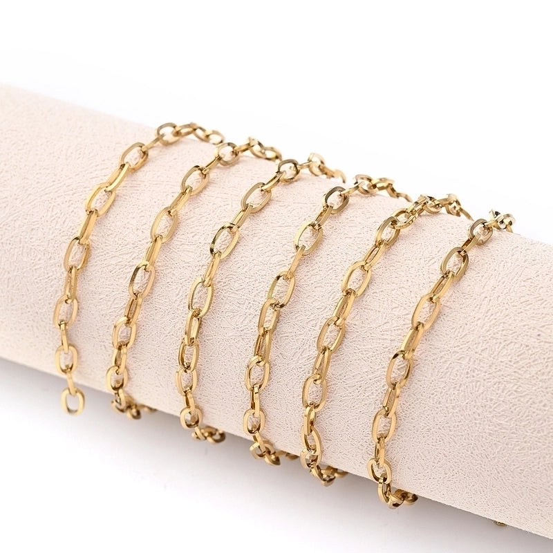 1m/Package 304 Stainless Steel Gold Plated Solid Color Polished Chain