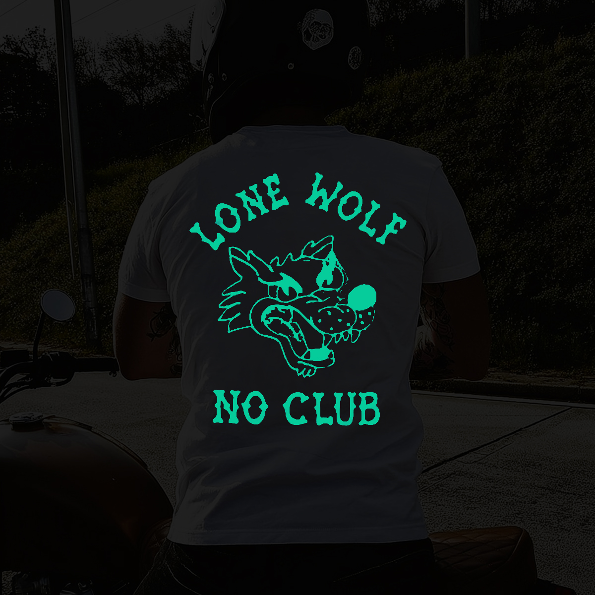 Luminous Lone Wolf No Club Graphic Cotton T-Shirt